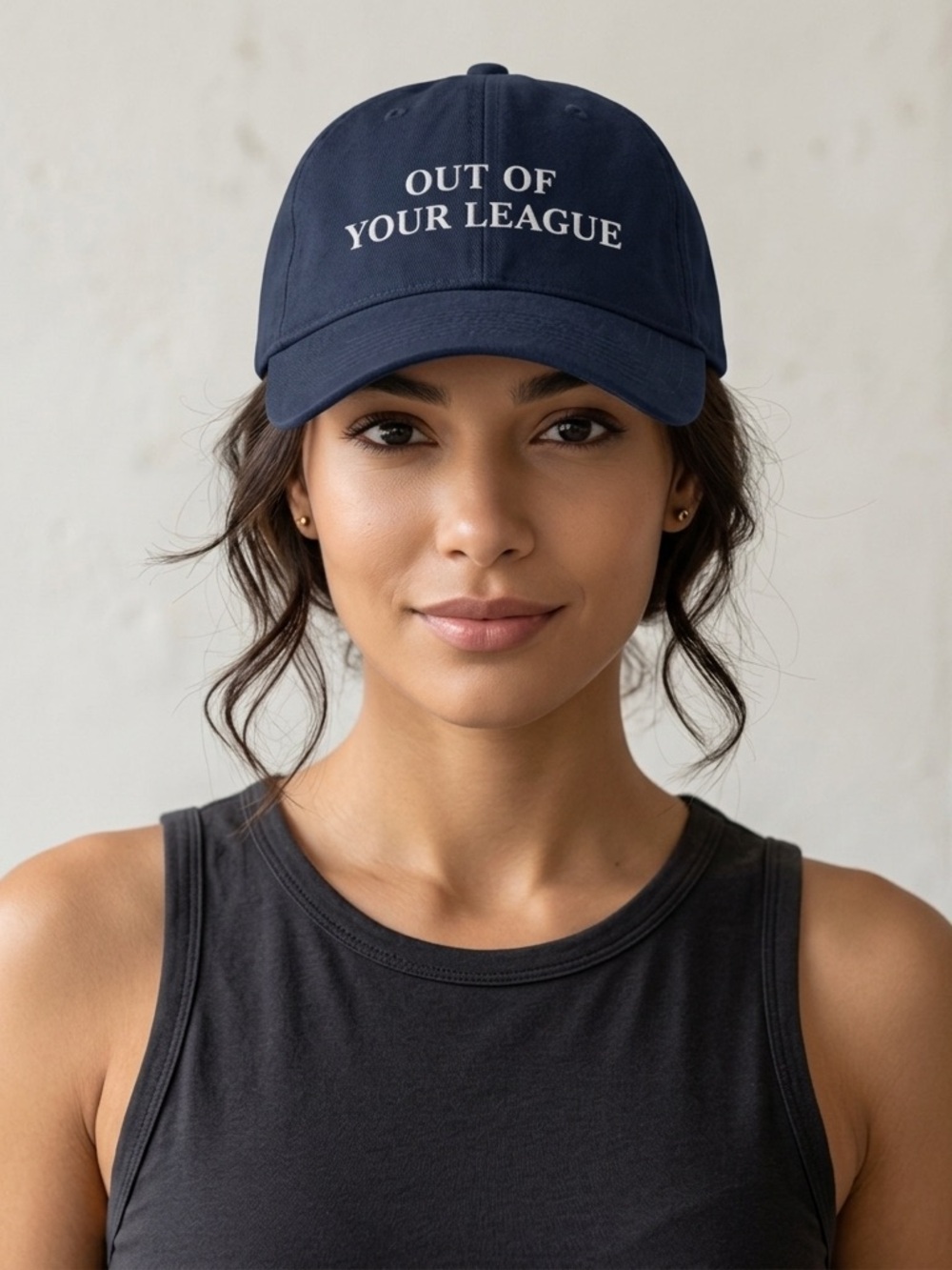 Out Of Your League Embroidered Baseball Cap Dad Hat Neutral Aesthetic Velcro Fit